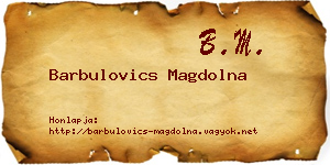 Barbulovics Magdolna névjegykártya